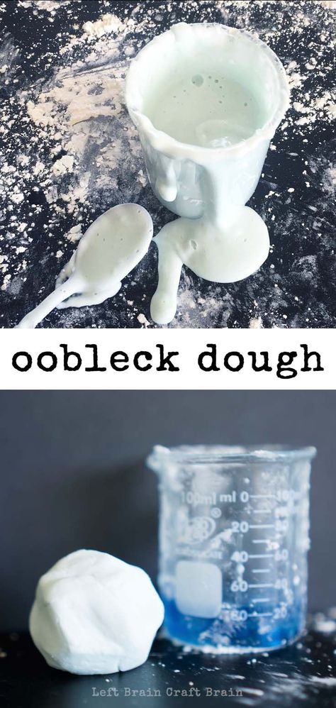 Have some messy science fun with this easy to make oobleck dough. Messy Science, Science Fair Board, Brain Craft, Sensory Dough, Science Camp, Left Brain, Playdough Recipe, Kid Projects, Science Activities For Kids