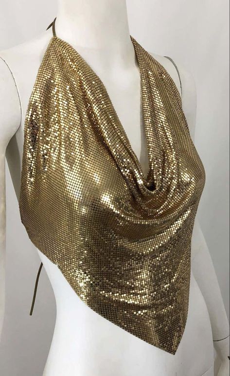 Outfit Ideas 70s, Disco Outfit Ideas 70s, Disco Outfit Ideas, Disco Clothes, 70s Outfits Ideas, Gold Halter Top, Disco Fashion, 70s Outfits, Style Guru