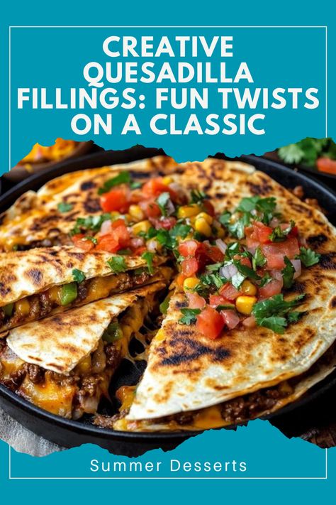 Take your quesadillas up a notch with these fun and flavorful fillings! Easy to make and perfect for any meal. 🌶️ #QuesadillaIdeas #CreativeMeals #CheesyGoodness #FunTwists Quesadilla Fillings, Classic Dishes, Quesadillas, Summer Desserts, Tortillas, Creative Food, Spice Up, Mexican Food Recipes, Spice Things Up