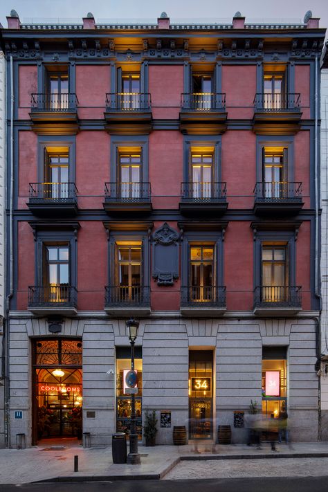 The CoolRooms Atocha Boutique Hotel in Madrid, Spain Boutique Hotel Exterior Design, Boutique Hotel Facade, Townhomes Exterior, Hotel Facade Design, Boutique Hotel Exterior, Spain Buildings, Hotel Exterior Design, Boutique Hotel Design Architecture, Madrid Architecture