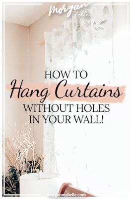 Hang Curtains Without Holes, Curtains Without Holes, Diy Curtain Rod, Renters Diy, How To Hang Curtains, Apartment Decorating Hacks, Apartment Curtains, Rental Friendly, Diy Curtain Rods