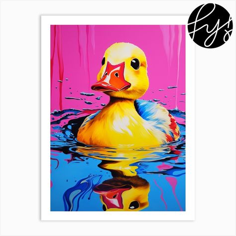 Fine art print using water-based inks on sustainably sourced cotton mix archival paper. • Available in multiple sizes • Trimmed with a 2cm / 1" border for framing • Available framed in white, black, and oak wooden frames. Tags: PJ-4883-407 Duck Paintings, Pop Art Animals, Bunny Painting, Duck Art, Heart Art, Painting Illustration, Acrylic Art, Painting Crafts, Water Based Ink