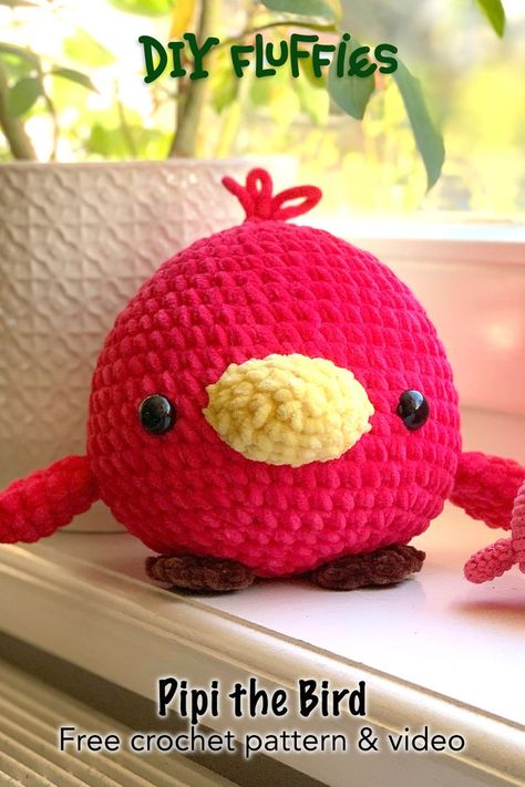 Printable Crochet Patterns, Beginner Haken, Graphic Crochet, Bird Amigurumi, Crochet Toys Free, Easy Crochet Animals, Crochet Chicken, Crochet Birds, Free Bird