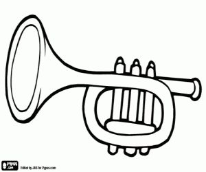 Trumpet coloring page Christmas Lights Coloring Page, Instruments Drawing, Music Border, Music Instruments Kids, Pictures For Coloring, Musical Instruments Drawing, Music Doodle, Kindergarten Music, Fun Worksheets For Kids