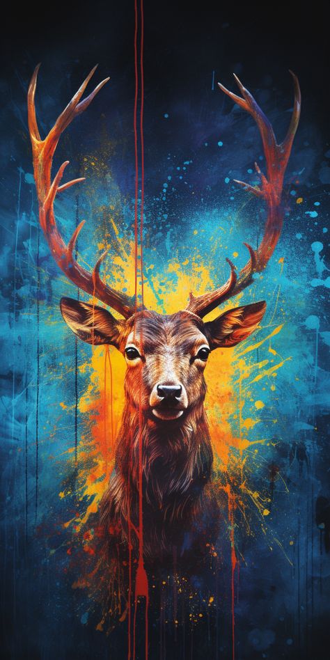 Dear Painting, Popular Art Paintings, Animal Light, Dear Art, Colorful Animal Paintings, Buddha Painting Canvas, Dramatic Art, Abstract Art Images, Colorful Graffiti