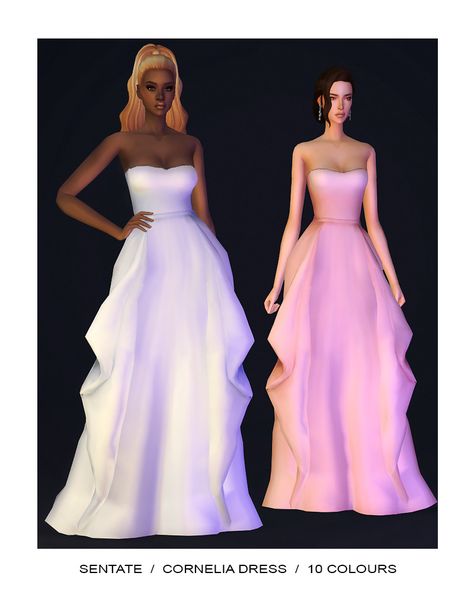 Ts4 Gown Cc, Sims 4 Cc Evening Dress, Sims 4 Flowy Dress, Sims 4 Red Carpet Cc, Sims 4 Gown, Sims 4 Formal Cc, Sims Dress, Evening Gowns Gold, Sims 4 Wedding Dress