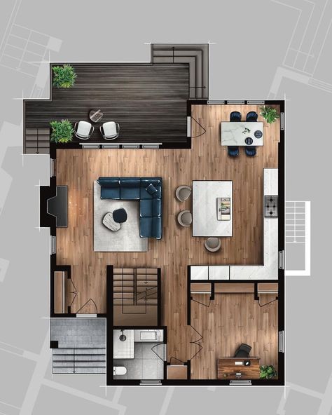 Ark Ideas, Arquitectura Wallpaper, Casas The Sims Freeplay, Interior Design Sketchbook, Living Room Floor Plans, Rendered Floor Plan, Color Floor, Modern House Floor Plans, Modern Floor Plans