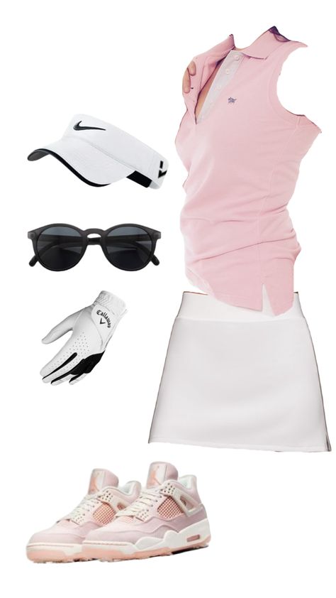 Pink Golf Outfits Women, Cart Girl Outfits Golf, Golf Clothes, Cute Golf Outfits, Golf Girlfriend Outfit, Pink Golf Outfit, Cute Golf Outfits Women, Golf Preppy, Girl Golf Outfit