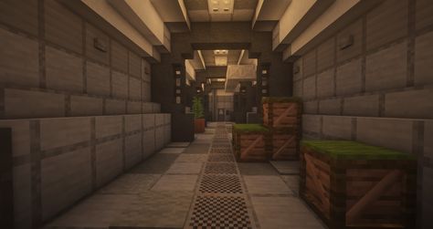 Minecraft Vault Door, Minecraft Science Lab, Minecraft Bunker Ideas, Minecraft Laboratory Ideas, Lab Minecraft, Minecraft Bunker, Minecraft Lab, Futuristic Door, Minecraft Earth