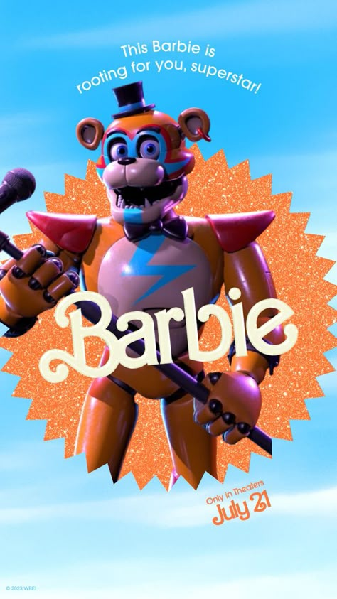 Fnaf Way To Go Superstar, Fnaf Barbie, Barbie Movie Background, Fnaf Security Breach Wallpaper, All Fnaf Characters, Barbie Movie Wallpaper, Five Nights At Freddy's Wallpaper, Way To Go Superstar, Fnaf Sb Posters In Game