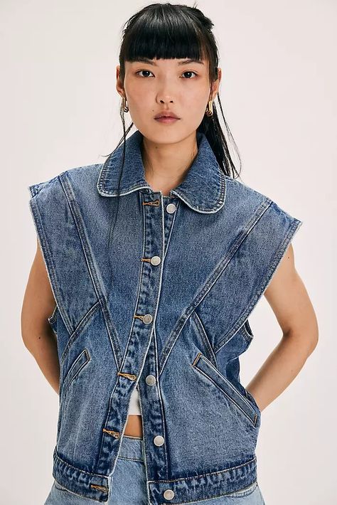 Jackets | Free People Women Vest Outfits, Woman Vest Outfit, Wide Shoulders, Cut Off Jeans, Vest Fashion, Vest Outfits, Jacket Design, Staple Pieces, Denim Vest