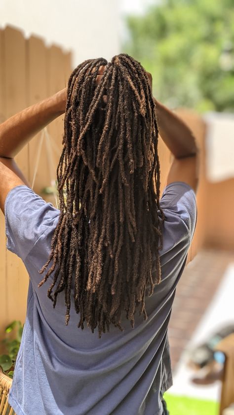 From genes to supplements. What you need to know about growing long locs. #locs #longlocs #growlocs Small Long Locs, How To Grow Locs Faster, 100 Locs Count, Braidout Locs, Loc Growth Progress, Waist Length Locs, 200 Locs, Long Locs Black Women, Soft Locs Hairstyle