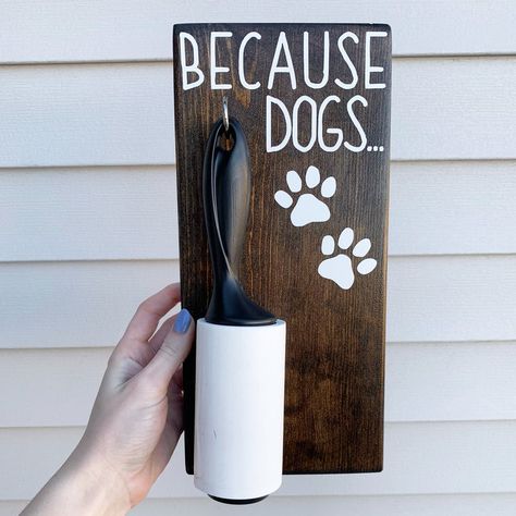 Lint Roller Sign, Hospital Decoration, Laundry Room Entryway, Yellow Words, Cat Cleaning, Dog Bowl Stand, Carved Wood Signs, Dog Rooms, Lint Roller