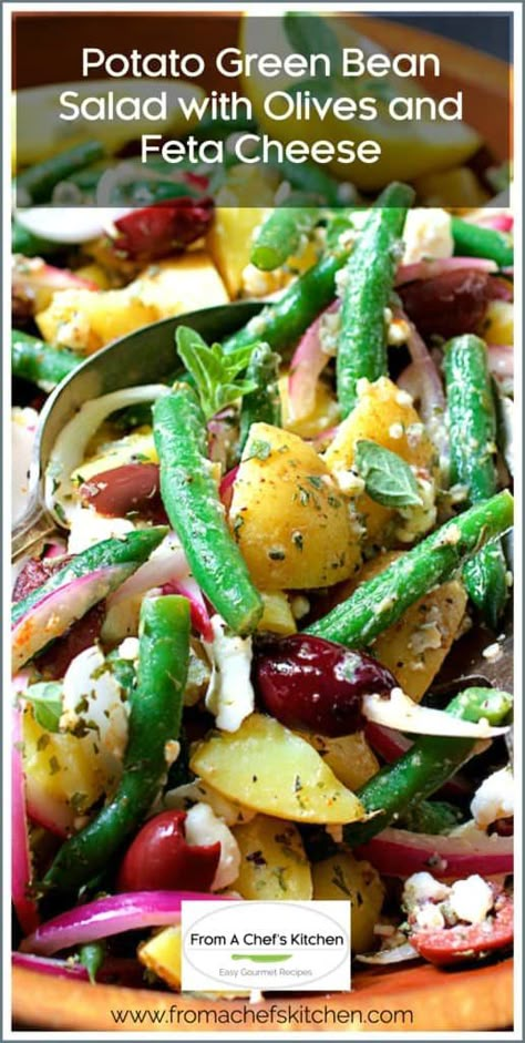 Potato And Green Bean Salad, Potato Green Bean, Potato And Green Bean, Traditional Potato Salad, Salad With Olives, Green Bean Salad Recipes, Green Bean Salad, Green Bean Salads, Bean Salad Recipes