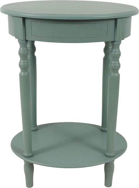 Amazon.com: Décor Therapy FR1540 End Table, 18.31 in x 22.05 in x 8.07 in, Antique Iced Blue : Home & Kitchen Accent Table Decor, Tall End Tables, Wood Accent Table, Living Room Side Table, Simple Table, Decor Buy, Oval Table, End Tables With Storage, Side Table Wood