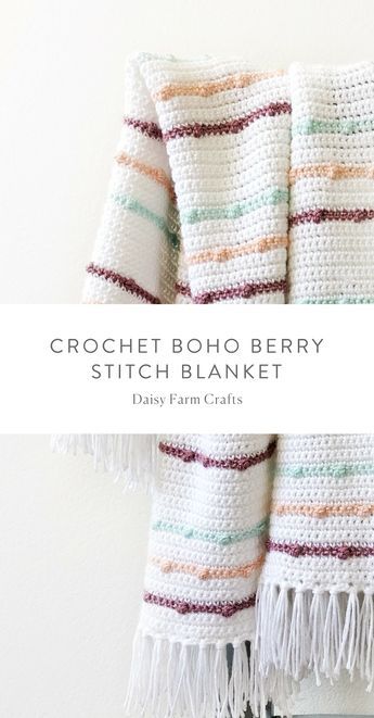 Berry Stitch, Boho Berry, Diy Tricot, Stitch Blanket, Confection Au Crochet, Crochet For Beginners Blanket, Farm Crafts, Crochet Blanket Afghan, Crochet Boho