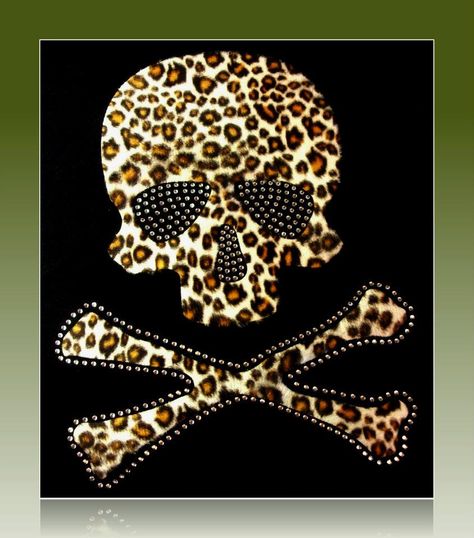 Leopard Skull, Y2k Skull, Gothic Pattern, Leopard Fabric, Cross Bones, Diy Rhinestone, Rhinestone Transfers, Hot Fix, Gothic Halloween