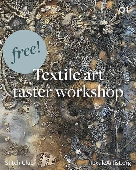 🧵 FREE 10-day textile art taster workshop with the incredible Deb Cooper. 🎨 Registration now open! From first stitch to transforming fabrics with tea and rust dyes, every step is an opportunity for artistic exploration. Create stunning, personal artwork whether you’ve never picked up a needle and thread in your life or you’re a seasoned stitcher! Comment "Textile art taster" for how to register. #TextileArtWorkshop #StitchAndDye #FreeCreativeCourse #TextileArtTaster #StitchClub Textile Art Techniques, Rust Dye, September 2024, Now Open, The Loop, Community Art, Needle And Thread, Art Techniques, Textile Art