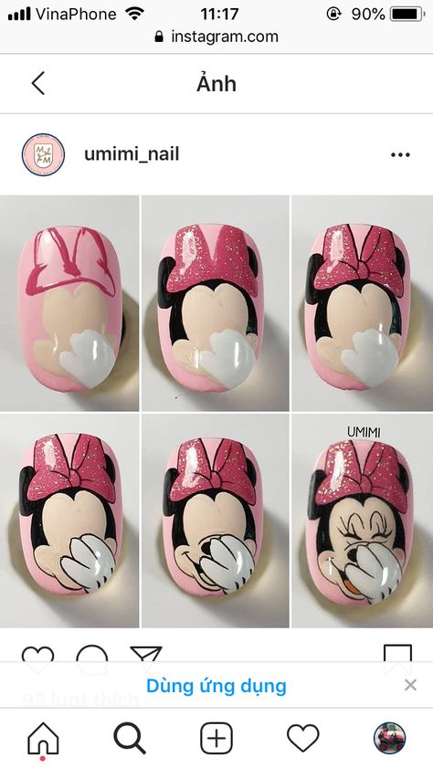 Nails Drawing Cartoon, Disney Nails Step By Step, Disney Characters Nail Art, Cartoon Nail Designs Step By Step, Nail Art Cartoon Characters, Character Nail Art Step By Step, Nail Art Character, Character Nail Art, Cartoon Nail Designs