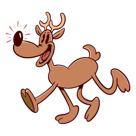 Joyful Christmas reindeer cartoon PNG Design Rubber Hose Christmas, Raindeer Drawing Cartoon, Rein Deer Christmas Drawing, Animated Reindeer, Reindeer Christmas Tshirt, Retro Reindeer Images, Christmas Cartoon Characters, Retro Vector, Old School Cartoons