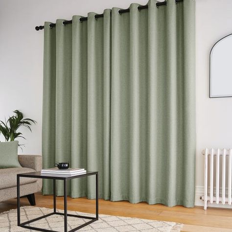 Sage Green Curtains, The Curtains, Eyelet Curtains, Curtain Pole, Green Curtains, Curtain Sizes, Curtain Poles, Brushed Steel, Curtain Panels