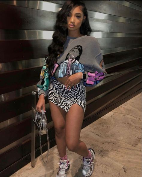 Zebra Shorts Outfit Black Women, Summer Outfits Black Woman Shein, Hot Birthday Outfit, Summer Outfits Black Woman Baddie, Spring Shein Outfits, Baddie Shein Outfits Spring, Dope Outfits Summer, Birthday Outfit Black Women, Pretty Birthday Outfits