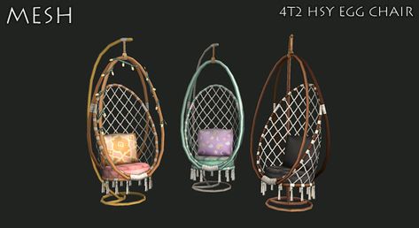 Sims 4 Cc Outdoor Decor, Sims Clutter, Sims 4t2, Sims Decor, Living Chair, Hanging Seats, Sims 4 House Plans, Cute Furniture, Hanging Egg Chair