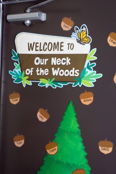 Forest Theme Classroom, Classroom Camping, Woodland Classroom, Classroom Door Decorations, Forest Classroom, Ranger Rick, Camping Classroom, Camping Theme Classroom, Classroom Welcome