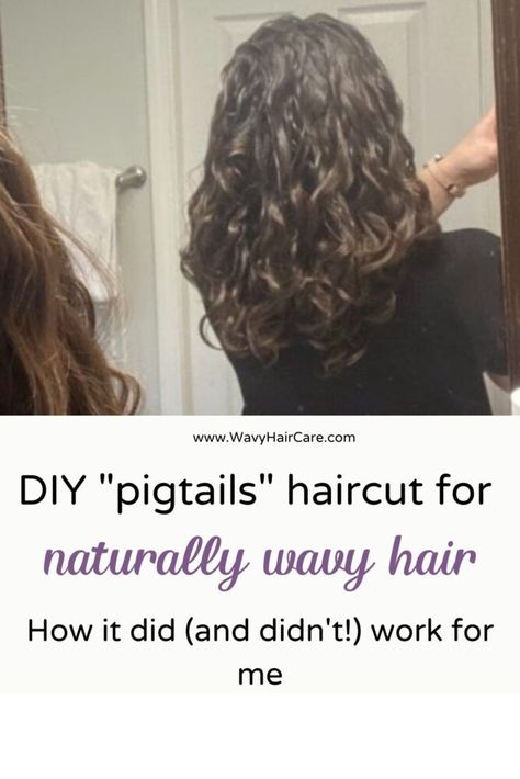 In the past I’ve written on this blog about how I saw a Devacut curl specialist and that experience wasn’t great. I also shared how I saw a second Devacut curl specialist who had more experience with wavy hair, and that experience was really good. I haven’t yet talked about do it yourself haircuts! For […] Pigtail Haircut Method, Diy Wavy Haircut, Manes By Mell, Curl Specialist, Medium Length Wavy Hair, Wavy Hair Care, Diy Haircut, Wavy Haircuts, Hair Trim