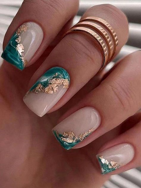 Nail Art Green Designs, Nail Art Court, Idee Nail Art, French Manicure Couleur, Ongles Summer, Nails Violet, Ongles Nails, Rose Nail Art, Cute Simple Nails