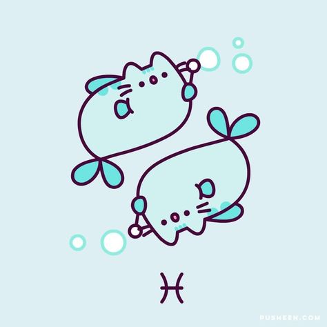 Pices Art, Pusheen Drawings, Pusheen Stickers, Pisces Season, Pusheen The Cat, Horoscope Art, Pusheen Cute, Pusheen Cat, Star Stable