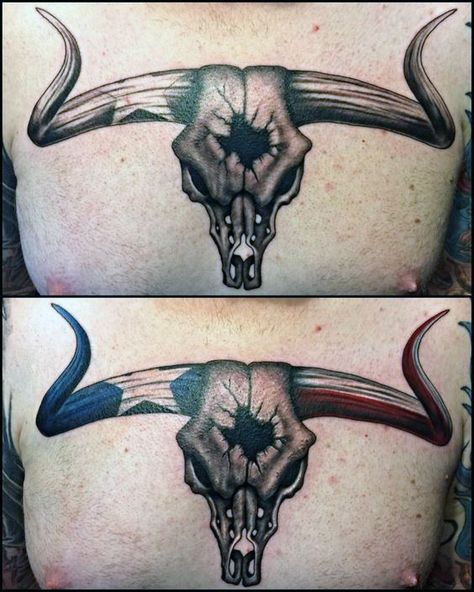 Longhorn Skull Texas Mens Flag Chest Tattoos Longhorn Skull Tattoo Forearm, Texas Arm Sleeve Tattoo, Texas Themed Tattoos For Men, Texas Tattoo For Men, Texas Longhorn Tattoo, Skull Chest Tattoo, Longhorn Skull Tattoo, Longhorn Tattoo, Texas Steak