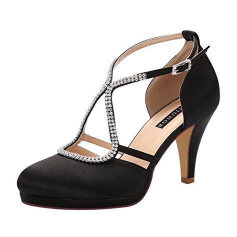 ERIJUNOR E0260D Women Comfort Low Heel ClosedToe Ankle Strap Platform Satin Bridal Wedding Shoes Black Size 10 * Check this awesome product by going to the link at the image. (This is an affiliate link) Prom Pumps, Bridal Wedding Shoes, Wedding Dress Pictures, Closed Toe Shoes, Wedding Dress Trends, Wedding Heels, Black Tie Event, Bride Shoes, Prom Shoes