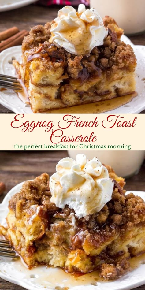 Breakfast For Christmas Morning, Eggnog French Toast Bake, Breakfast Christmas, Easy Eggnog, Eggnog French Toast, Christmas Morning Breakfast, Breakfast Sweets, Eggnog Recipe, French Toast Bake