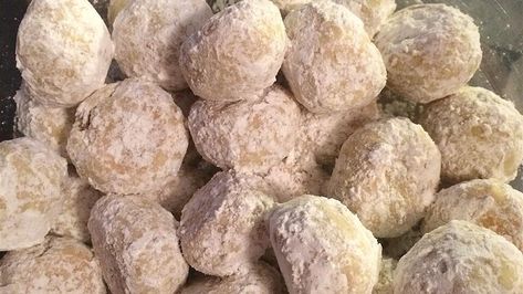 Pecan Butter Balls Recipe - Allrecipes.com | Allrecipes Pecan Cookie Balls, Pecan Butter Balls, Pecan Balls Recipe, Butterball Recipe, Butterball Cookies, Cookie Balls Recipe, Holiday Cookie Party, Pecan Balls, Oatmeal Biscuits