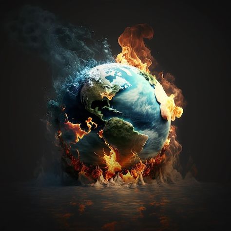 Earth On Fire, Greenhouse Effect, Earth Art, Poster Ideas, Realistic Art, Of The Earth, Premium Photo, Outfits Aesthetic, The Words