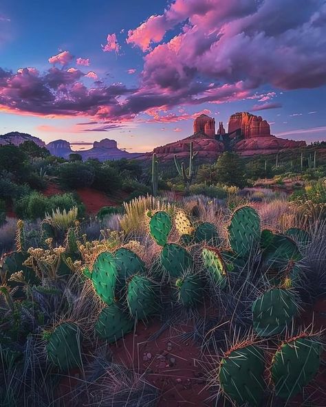 Beautiful Arizona | The red rocks and green desert at sunset at Cathedral Rock in Sedona Arizona..USA | Facebook Arizona Western Aesthetic, Phoenix Arizona Aesthetic, Sedona Photography, Desert Landscape Photography, Western America, Arizona Aesthetic, Cathedral Rock, Fall Tablescapes, Western Aesthetic