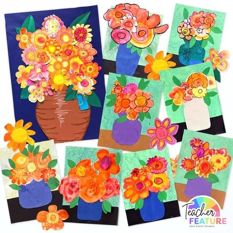 Deep Space Sparkle | Patty Palmer on Instagram: "These beautiful marigolds were sent to us by fellow ✨ Sparkler, Jamie Evans Lloyd and her third graders. The gorgeous colors and warm details caught our eye.​​​​​​​​ ​​​​​​​​ Jamie (@jamieart17) shares a few project tips with us…​​​​​​​​ “I used tempera cakes for the flowers and 3x5 paper to make their vase (some were leftover painted papers). I left it up to the kids to pick from my piles of cut paper and to prevent confusion, I didn’t put out c Flower Art Project, Mexican Vase, Flowers For Kids, Deep Space Sparkle, Collage Project, Mexican Flowers, Leftover Paint, Vase Art, Art Curriculum