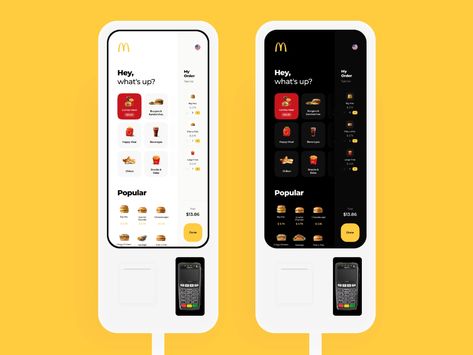 McDonald's Touch Interface Concept by Cuberto on Dribbble Mcdonald's App, Interactive Kiosk, Digital Kiosk, Car App, Ui Ux 디자인, Food Kiosk, Ux Mobile, Aircraft Interiors, Kiosk Design