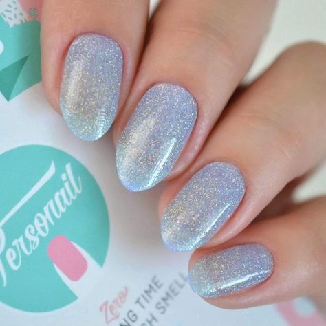 Frost | Blue Glitter Nail Polish Wrap - Blue Light Blue Sparkle Nails, Light Blue Sparkly Nails, Ongles Baby Blue, Frosted Nails, Blue Sparkly Nails, Cinderella Nails, Light Blue Nail Designs, Blue Prom Nails, Blue Glitter Nails