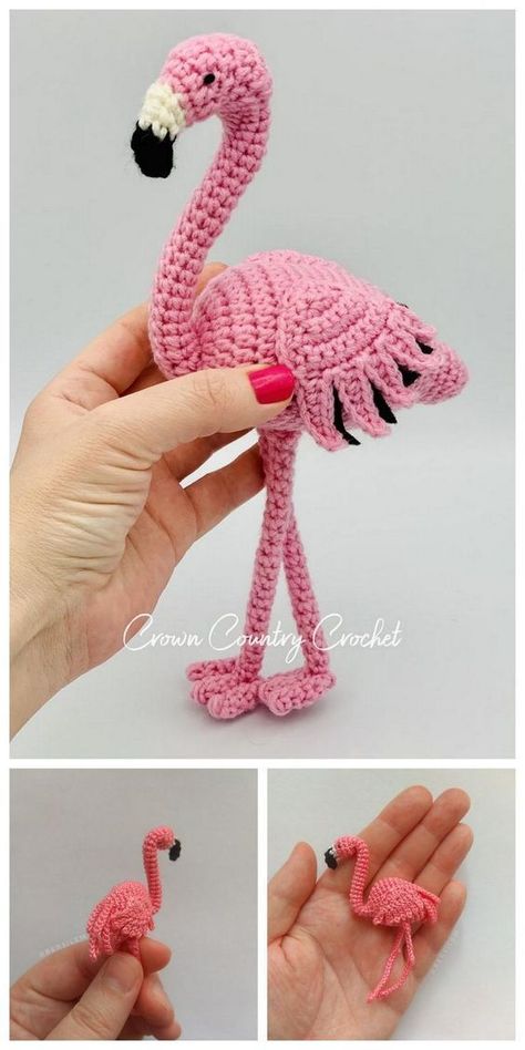 Crochet Amigurumi Flamingo, Crochet Flamingo Pattern Free Easy, Flamingo Knitting Pattern Free, Amigurumi Flamingo, Crochet Flamingo, Flamingo Craft, Crochet Bird, Crochet Bird Patterns, Crochet Animal Amigurumi