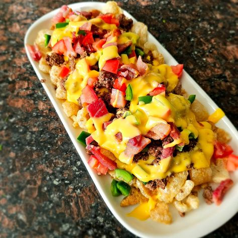 Game Day Loaded Nachos Carnivore & Keto Friendly Carnivore Nachos, Carnivore Keto, Zero Carb Foods, Loaded Nachos, Nacho Cheese Sauce, Low Carb Treats, Carnivore Diet, Crispy Pork, Keto Recipes Dinner