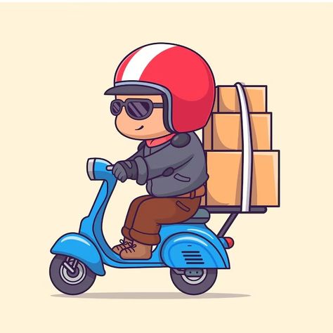 Catalyststuff | Freepik Cartoon Scooter, Bike Cartoon, Illustration People, Scooter Bike, Vector Icons Illustration, Logo Psd, Box Package, Technology Icon, Card Banner