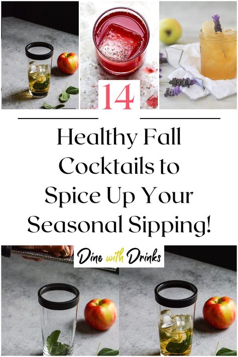 Collage of 4 healthy fall cocktails. Fall Drinks Healthy, Healthy Fall Cocktails, Fall Drinks Alcohol, Fall Cocktail Recipes, Healthy Cocktail Recipes, Warm Cocktails, Fall Drink Recipes, Mocktail Drinks, Mint Cocktails