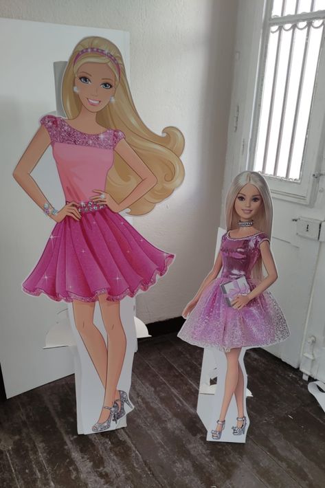 Barbie Cardboard Cutout, Barbie Cutouts, Barbie Party Theme, Character Cutouts, Barbie Party, Print Out, Unusual Design, Party Signs, Cut Outs