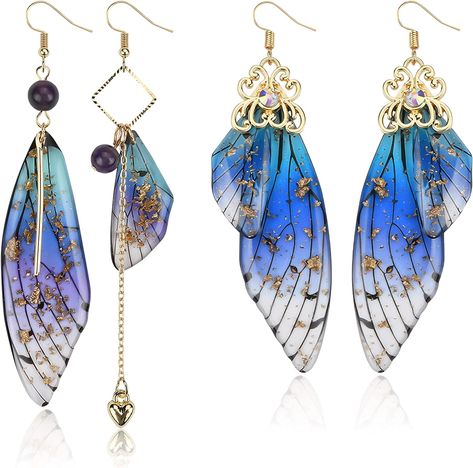 Night Spider, Cottagecore Butterfly, Fairy Wing Earrings, Cottagecore Earrings, Cottagecore Jewelry, Fairy Earrings, Butterfly Wing Earrings, The Beauty Of Women, Asymmetrical Earrings