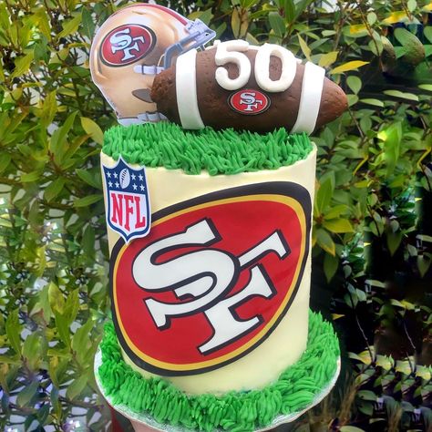 49ers Birthday Party Ideas For Men, 49ers Birthday Party Decorations Football Themes, 49ers Birthday Cake For Men, 49ners Birthday Ideas, 49ers Birthday Party, 49ers Birthday, Nfl Cake, 49ers Cake, Man Cakes