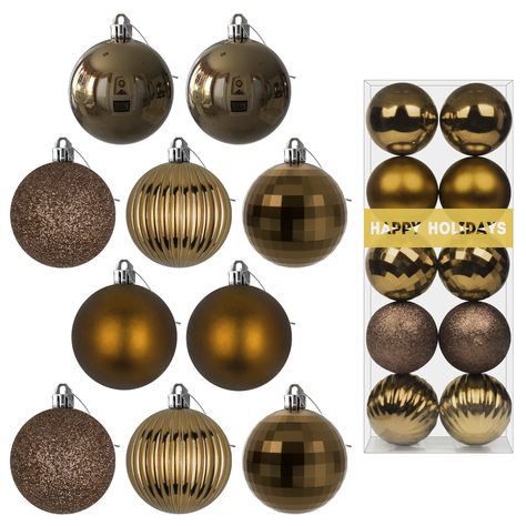 PRICES MAY VARY. MANY VARIETY - 10 ornaments in 5 finishes. BROWN CHRISTMAS BALLS - 3.2 inches. SHATTERPROOF - Safe for kids and adults. PRE-STRUNG - String for indoors outdoors. LONG-LASTING VIVID COLOR - Unfading 3-layer industry leading paint coating. Large Christmas Balls, Holiday Wedding Decor, Brown Christmas, Hanging Rope, Christmas Tree Decoration, Christmas Theme, Holiday Wedding, Theme Ideas, Vivid Color