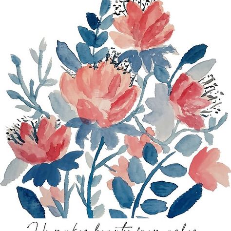 Beauty From Ashes, Pink Flower Painting, Sketchbook Illustration, Watercolor Projects, Pink And Blue Flowers, Watercolor Blue, Watercolor Sketchbook, Flower Canvas, Blue And Pink