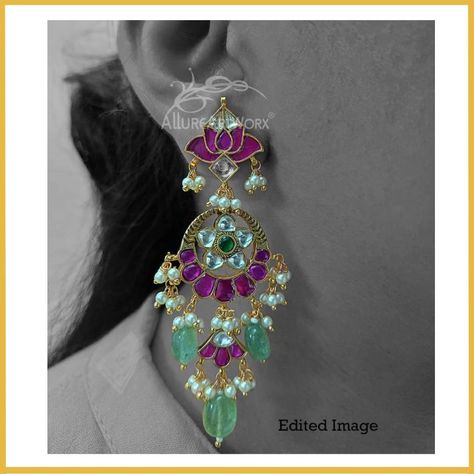 Lotus Earrings(long) Rs. 3,300/- Shop At : https://allureartworx.com/collections/uncut-jadau/products/lotus-earrings-3 Explore : https://www.allureartworx.com/ FREE SHIPPING(INDIA)||BUY NOW|| COD Available #earrings #earringsoftheday #traditional #allureartworx #onlinestore #shopnow Lotus Earrings, Gold Jewelry Simple, Buy Now, Long Earrings, Online Store, Lotus, Gold Jewelry, India, Shop Now